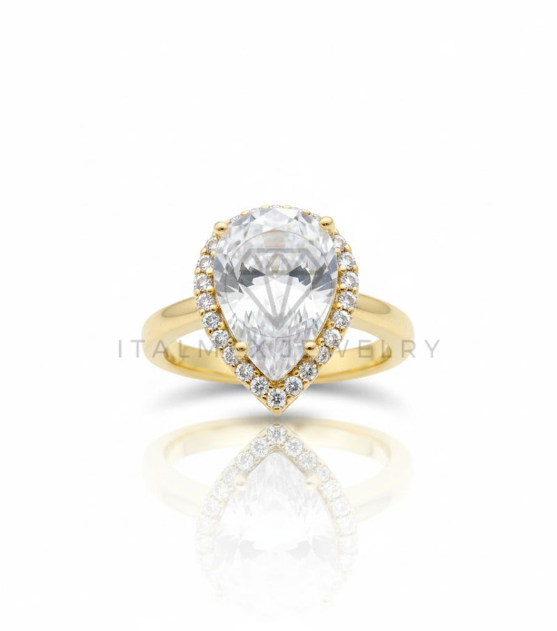 Anillo de Lujo - 106588 - Anillo Ajustable de Gota CZ Clara - Oro Laminado 18K