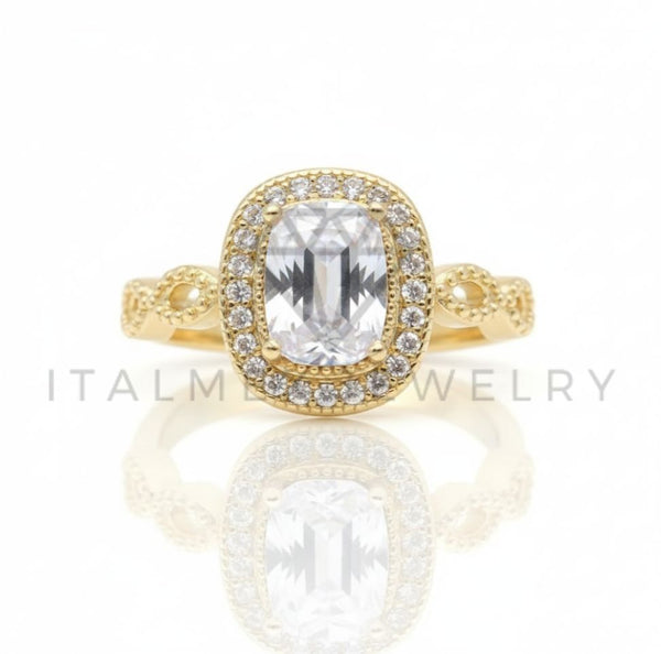 Anillo de Lujo - 106595 - Anillo Ajustable Piedra CZ Clara  - Oro Laminado 18K
