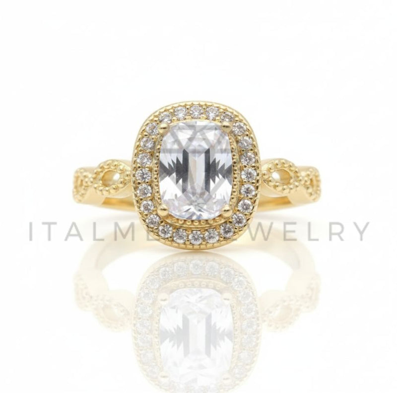 Anillo de Lujo - 106595 - Anillo Ajustable Piedra CZ Clara  - Oro Laminado 18K