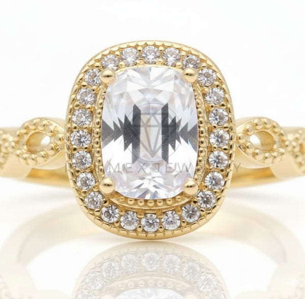 Anillo de Lujo - 106595 - Anillo Ajustable Piedra CZ Clara  - Oro Laminado 18K