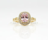 Anillo de Lujo - 106596 - Anillo Ajustable Piedra CZ Rosa y Clara - Oro Laminado 18K