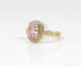 Anillo de Lujo - 106596 - Anillo Ajustable Piedra CZ Rosa y Clara - Oro Laminado 18K