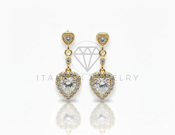 Arete de Lujo - 106603 - Arete Corazon CZ Clara - Oro Laminado 18K