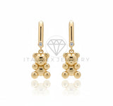 Arete de Lujo - 106606 - Huggie Ositos CZ Clara - Oro Laminado 18K