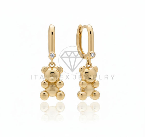 Arete de Lujo - 106606 - Huggie Ositos CZ Clara - Oro Laminado 18K