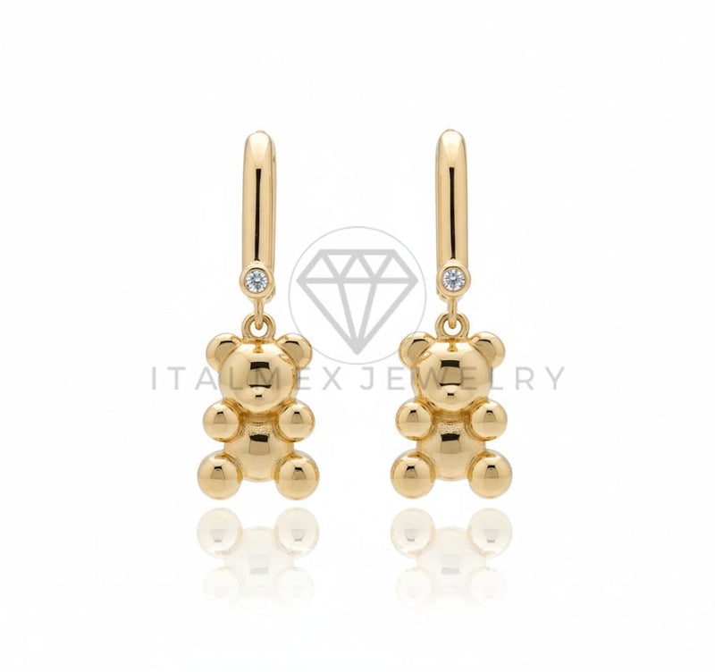 Arete de Lujo - 106606 - Huggie Ositos CZ Clara - Oro Laminado 18K