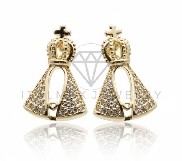 Arete de Lujo - 106608 - Arete Virgen CZ Clara - Oro Laminado 18K