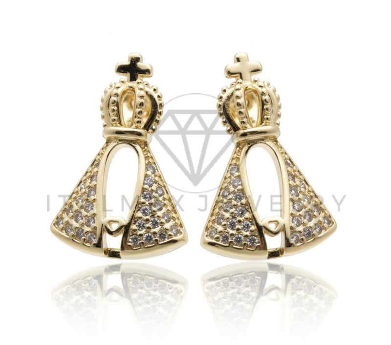 Arete de Lujo - 106608 - Arete Virgen CZ Clara - Oro Laminado 18K