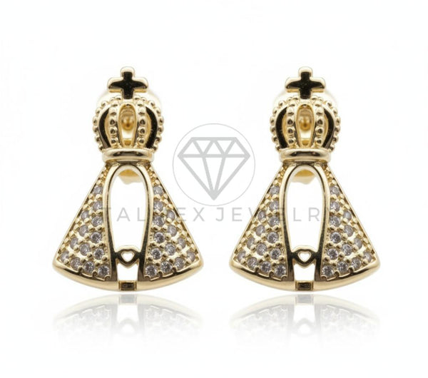 Arete de Lujo - 106608 - Arete Virgen CZ Clara - Oro Laminado 18K