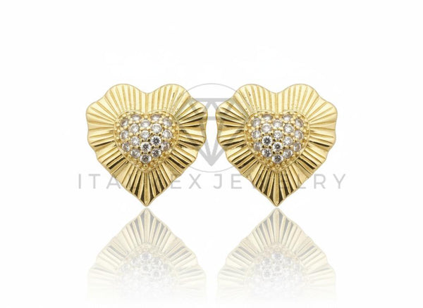 Arete de Lujo - 106614 - Arete Corazon CZ Clara - Oro Laminado 18K