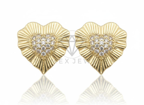 Arete de Lujo - 106614 - Arete Corazon CZ Clara - Oro Laminado 18K