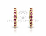 Arete de Lujo - 106612 - Huggie CZ Rosa - Oro Laminado 18K