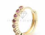 Arete de Lujo - 106612 - Huggie CZ Rosa - Oro Laminado 18K