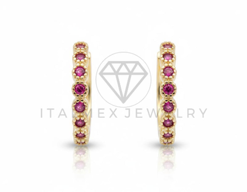 Arete de Lujo - 106612 - Huggie CZ Rosa - Oro Laminado 18K