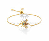 Pulsera de Lujo - 106617 - Pulsera Ajustable Abeja CZ Colores - Oro Laminado 18K