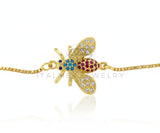 Pulsera de Lujo - 106617 - Pulsera Ajustable Abeja CZ Colores - Oro Laminado 18K