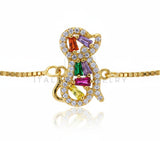 Pulsera de Lujo - 106618 - Pulsera Ajustable Perrito CZ Colores - Oro Laminado 18K