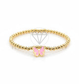Pulsera de Lujo - 106628 - Pulsera Mariposa Rosa - Oro Laminado 18K