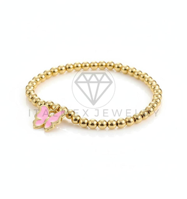 Pulsera de Lujo - 106628 - Pulsera Mariposa Rosa - Oro Laminado 18K