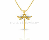 Collar Elegante - 106639 - Collar Libélula con CZ Clara - Oro Laminado 18K