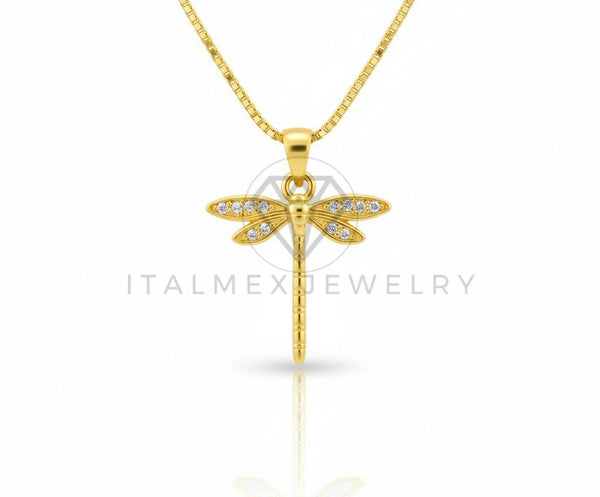 Collar Elegante - 106639 - Collar Libélula con CZ Clara - Oro Laminado 18K