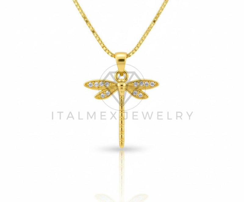 Collar Elegante - 106639 - Collar Libélula con CZ Clara - Oro Laminado 18K