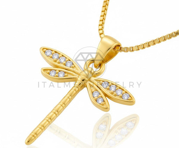 Collar Elegante - 106639 - Collar Libélula con CZ Clara - Oro Laminado 18K