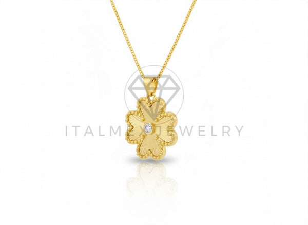 Collar Elegante - 106643 - Collar Trebol CZ Clara - Oro Laminado 18K