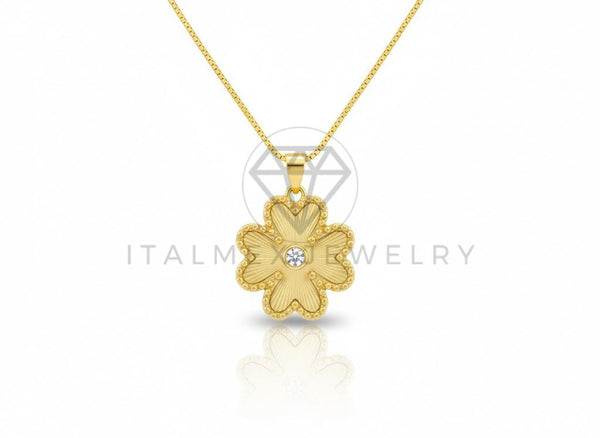 Collar Elegante - 106643 - Collar Trebol CZ Clara - Oro Laminado 18K