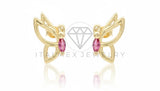 Arete de Lujo - 106755 - Arete Mariposa CZ Rosa - Oro Laminado 18K
