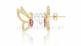 Arete de Lujo - 106755 - Arete Mariposa CZ Rosa - Oro Laminado 18K