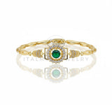Pulsera de Lujo - 106749 - Pulsera CZ Verde y Clara - Oro Laminado 18K