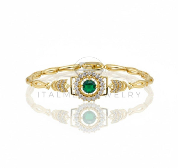 Pulsera de Lujo - 106749 - Pulsera CZ Verde y Clara - Oro Laminado 18K