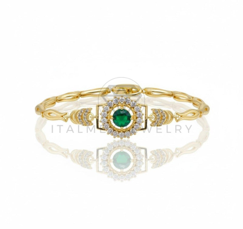 Pulsera de Lujo - 106749 - Pulsera CZ Verde y Clara - Oro Laminado 18K
