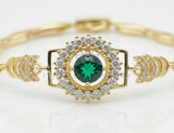 Pulsera de Lujo - 106749 - Pulsera CZ Verde y Clara - Oro Laminado 18K