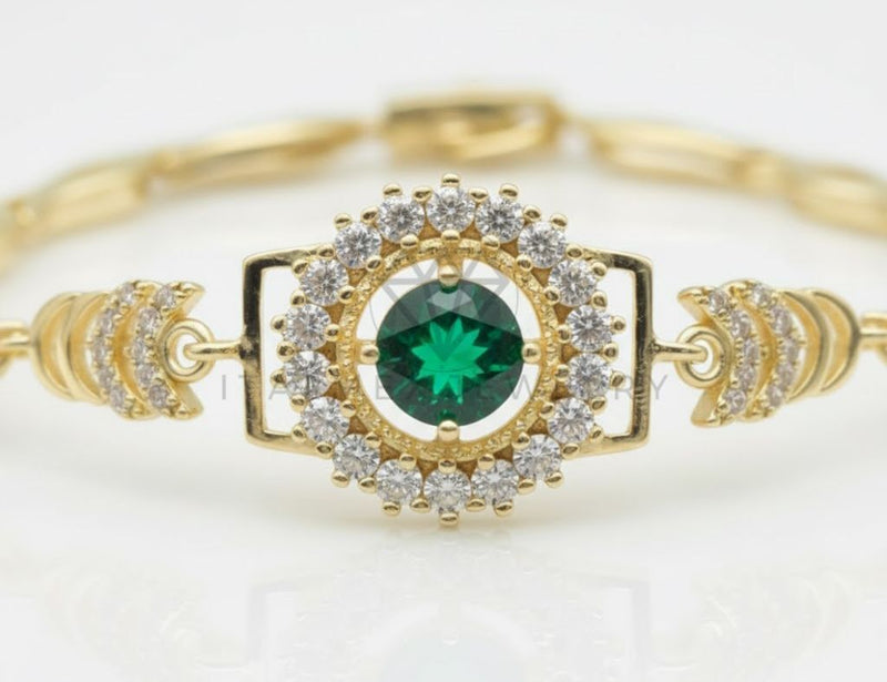 Pulsera de Lujo - 106749 - Pulsera CZ Verde y Clara - Oro Laminado 18K