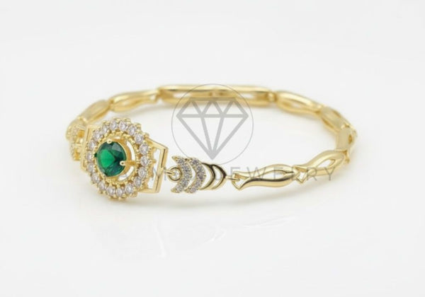 Pulsera de Lujo - 106749 - Pulsera CZ Verde y Clara - Oro Laminado 18K