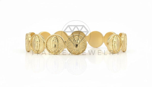 Pulsera de Lujo - 106785 - Pulsera Ajustable Virgen de Guadalupe - Oro Laminado 18K