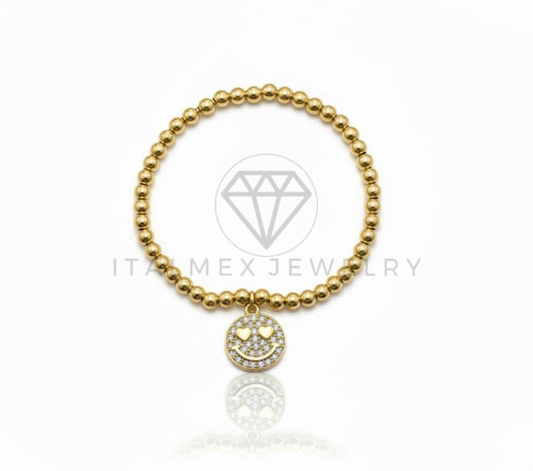 Pulsera de Lujo - 106786 - Pulsera Carita Feliz (Grande) CZ Clara - Oro Laminado 18K