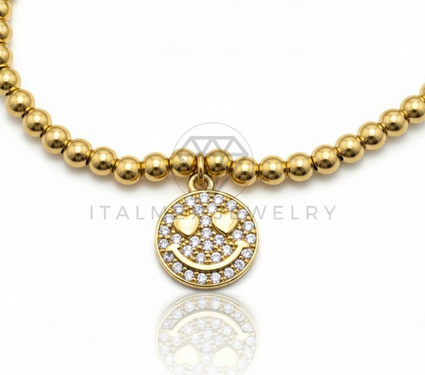 Pulsera de Lujo - 106786 - Pulsera Carita Feliz (Grande) CZ Clara - Oro Laminado 18K