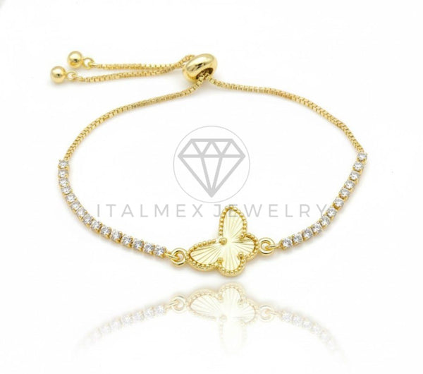 Pulsera de Lujo - 106791 - Pulsera Ajustable Mariposa CZ Clara - Oro Laminado 18K
