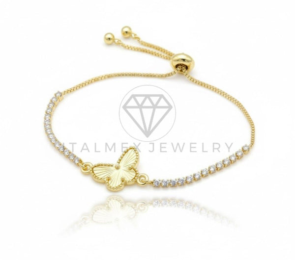 Pulsera de Lujo - 106791 - Pulsera Ajustable Mariposa CZ Clara - Oro Laminado 18K