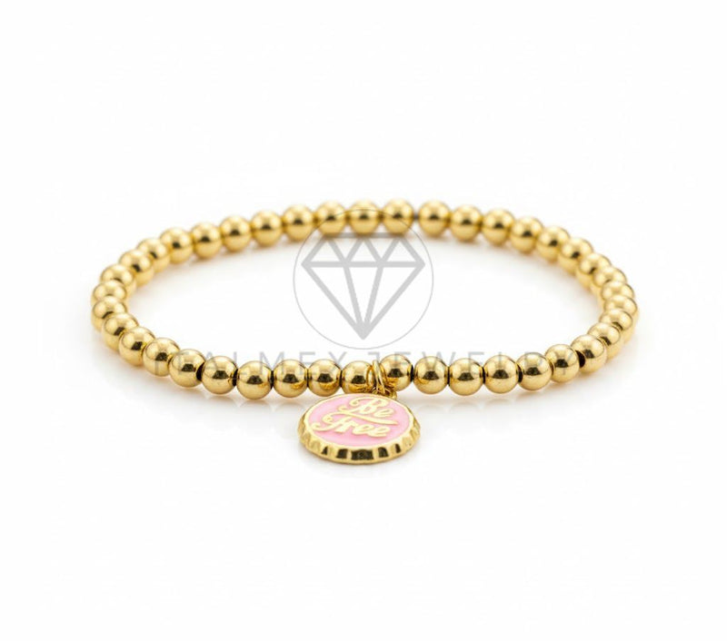 Pulsera de Lujo - 106792 - Pulsera  "Be Free" Rosa - Oro Laminado 18K