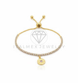 Pulsera de Lujo - 106789 - Pulsera Ajustable Ojo Turco CZ Clara - Oro Laminado 18K