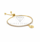 Pulsera de Lujo - 106789 - Pulsera Ajustable Ojo Turco CZ Clara - Oro Laminado 18K