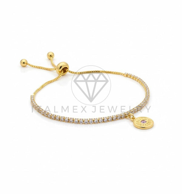 Pulsera de Lujo - 106789 - Pulsera Ajustable Ojo Turco CZ Clara - Oro Laminado 18K