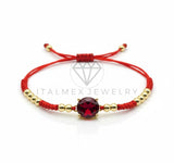 Pulsera de Lujo - 106790 - Pulsera Ajustable Roja con Piedra Roja - Oro Laminado 18K