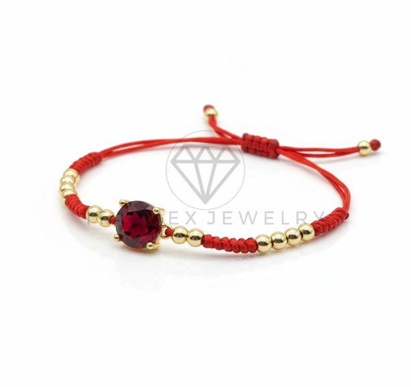 Pulsera de Lujo - 106790 - Pulsera Ajustable Roja con Piedra Roja - Oro Laminado 18K