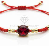 Pulsera de Lujo - 106790 - Pulsera Ajustable Roja con Piedra Roja - Oro Laminado 18K