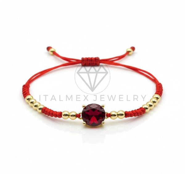 Pulsera de Lujo - 106790 - Pulsera Ajustable Roja con Piedra Roja - Oro Laminado 18K